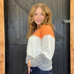 orange  color block lightweight sweater 