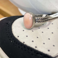 Pink Conch Oval with Braided Band Sterling Silver Ring