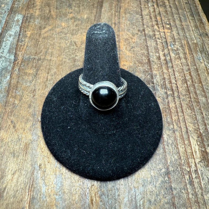 Onyx Round Sterling Silver Ring