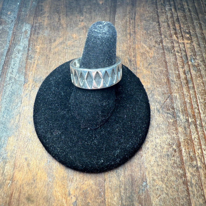 Patina Diamond Thick Sterling Silver Ring