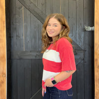 red and white striped shirt 