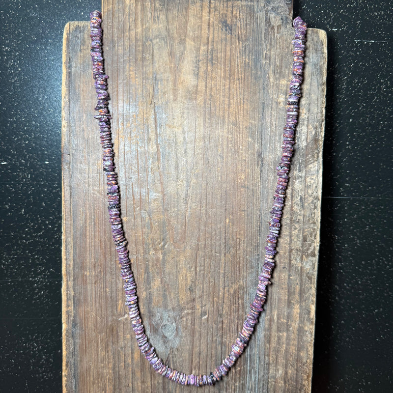 30 inch Sterling Silver Authentic Spiny Purple Chip Necklace