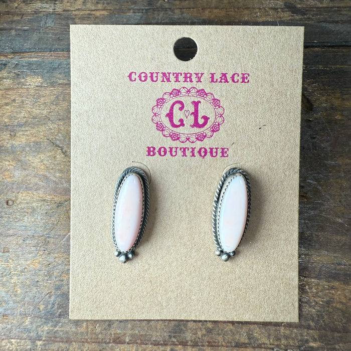 Pink Conch Post Sterling Silver Earring