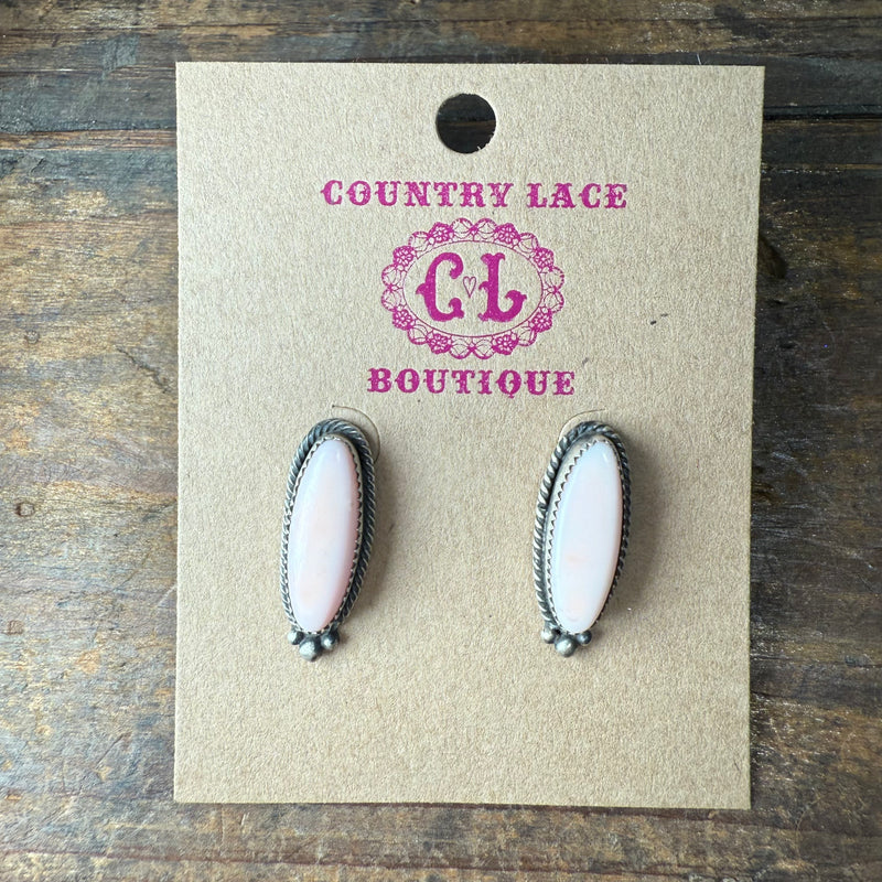 Pink Conch Post Sterling Silver Earring