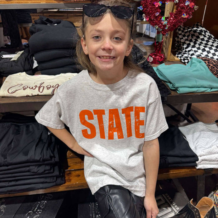 State Ash Grey Youth Crew Neck T-shirt youth large