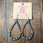 Multistone Spiny Navajo Pearl Tear Drop Sterling Silver Earring