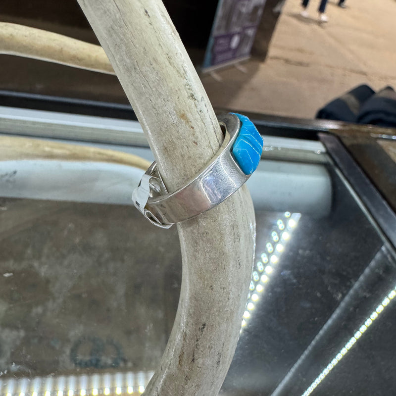 Blue Turquoise Cobblestone Genuine Ring