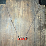 20 inch Four Stone Red Spiny Sterling Silver Necklace