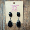 Stunning 2 Stone Black Onyx Dangle Post Sterling Silver Earring