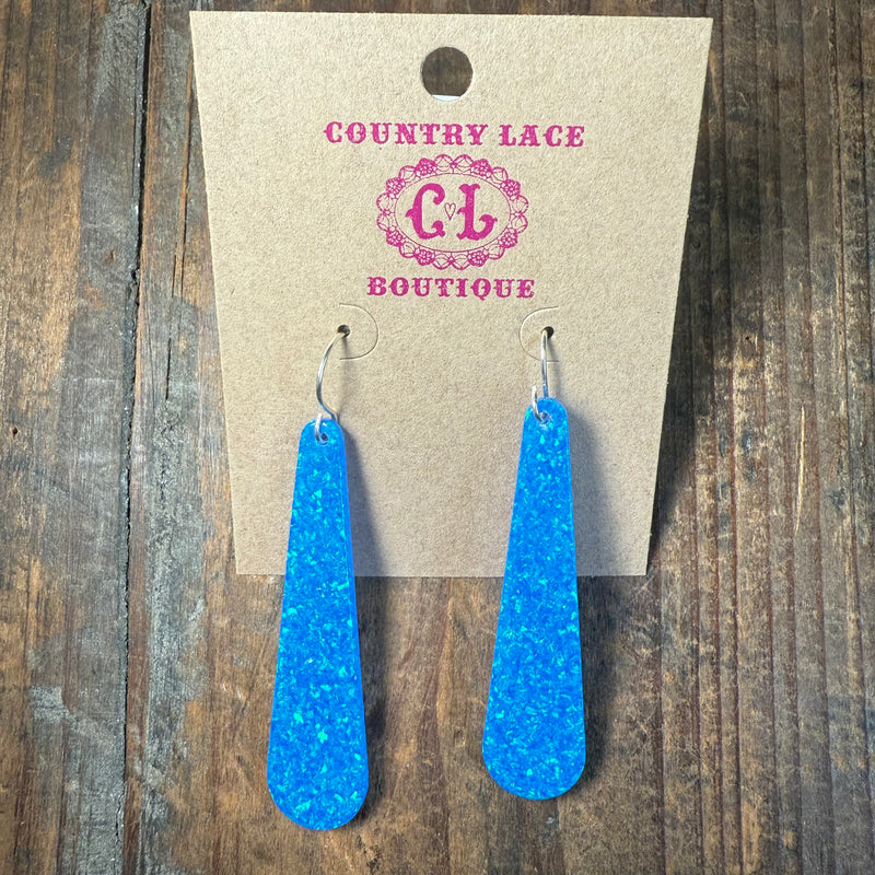 Blue Slab Dangle French Hook Sterling Silver Earring