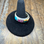 Multi Stone Raised Inlay Sterling Silver Ring size 10