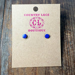 Flat Round Royal Blue Lapis Stud Sterling Silver Earring