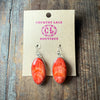 Oval Red Spiny French Hook Sterling Silver Earring
