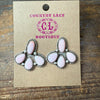 4 Stone Pink Conch Fan Post Sterling Silver Earring