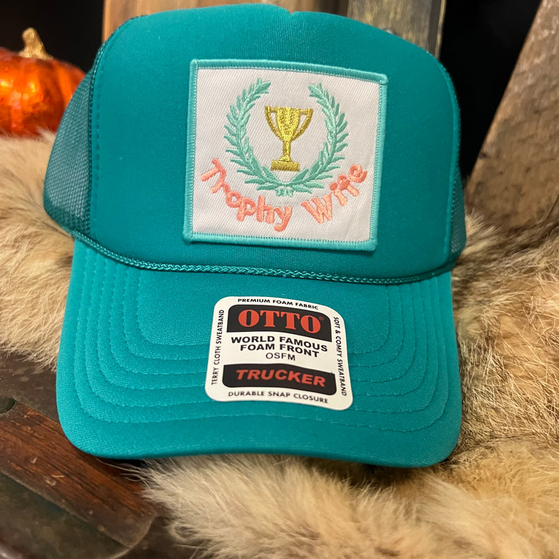 Trophy Wife Turquoise Custom Patch Trucker Hat