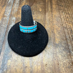 Two Row Turquoise Inlay Sterling Silver Ring size 9