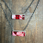 Rose Dahilia Bar Sterling Silver Necklace