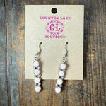 4 Stone Pink Conch Dangle French Hook Sterling Silver Earring