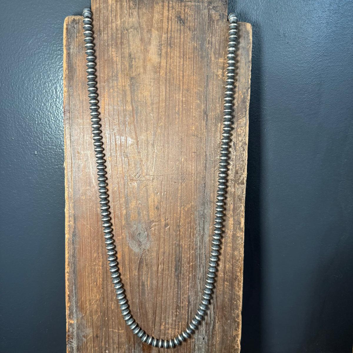 36 inch 9mm Navajo Saucer Pearl Sterling Silver Necklace