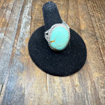 Braided Oval Turquoise Oval Sterling Silver Ring / Size 7.5