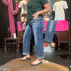 Dark Wash Mid Rise Ankle Boyfriend Turn Cuffed Risen Jeans