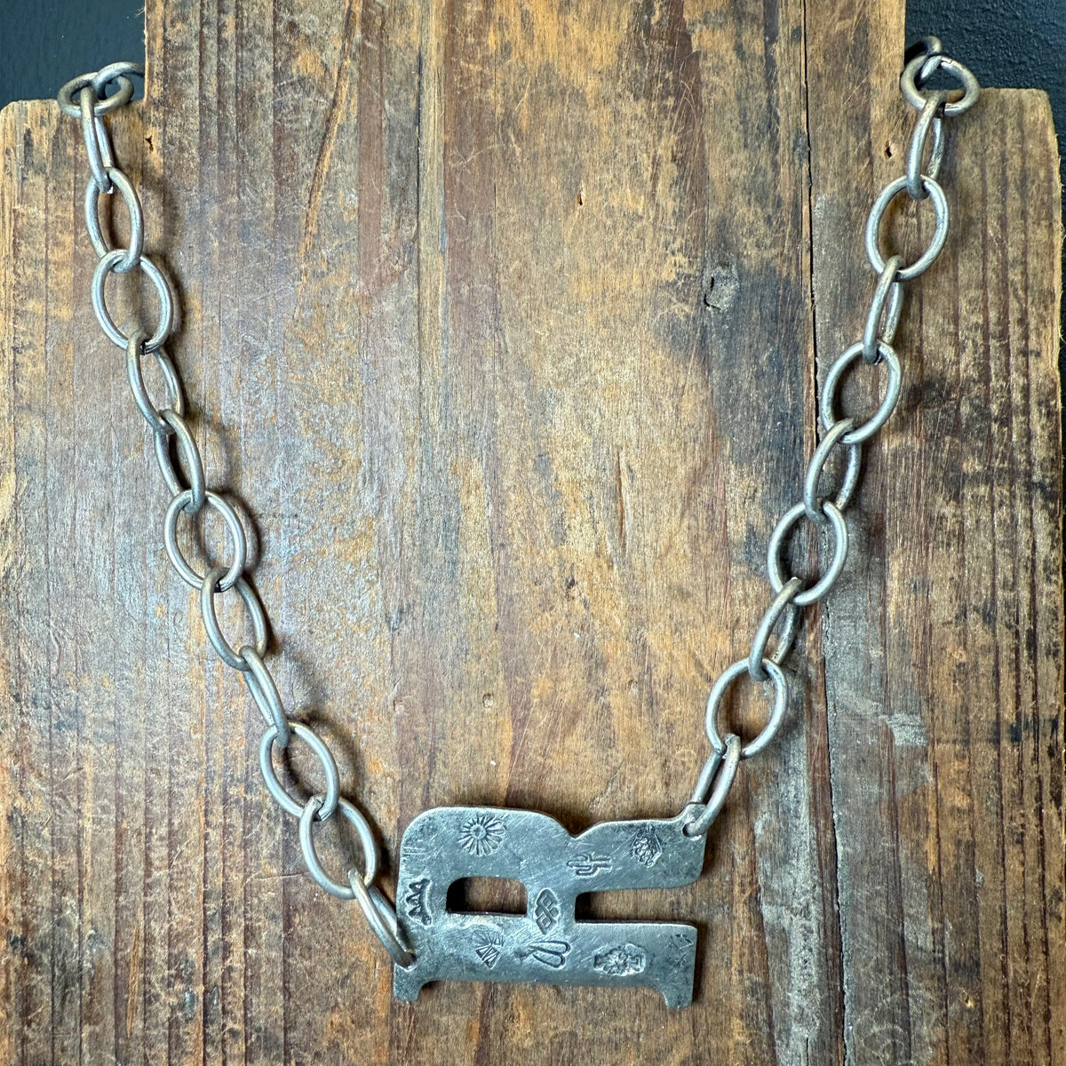 Silver Stamped Large Initial Fashion Necklaces