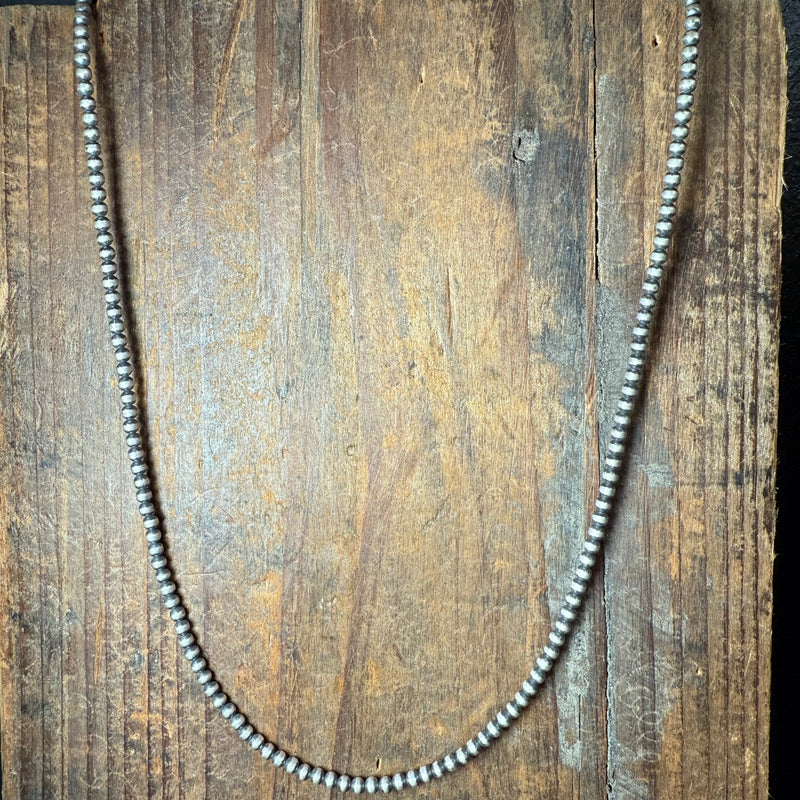 20 inch 3mm Sterling Silver Navajo Pearl Necklace