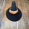 Orange Spiny Raised Inlay Sterling Silver Ring / size 11