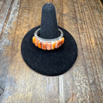 Orange Spiny Raised Inlay Sterling Silver Ring / size 11