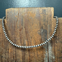 14 inch 4mm Navajo Pearl Sterling Silver Necklace