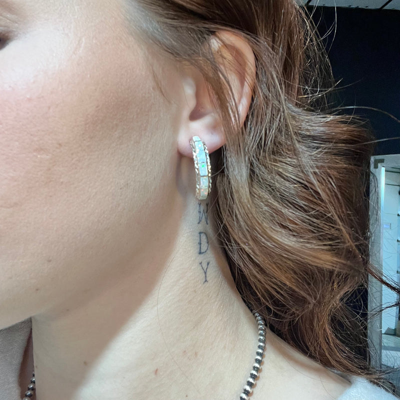 Opal Zuni Inlay Genuine Earrings