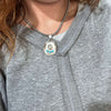 Sterling Silver Cowboy Hat 3 Stone Turquoise Genuine Pendant for Necklace