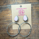 Pink Conch Hoop Post Sterling Silver Earring
