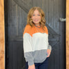 orange  color block lightweight sweater 