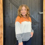 orange  color block lightweight sweater 