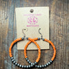 Orange Spiny and 5mm Navajo Pearl Hoop Sterling Silver Earring