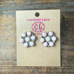 Pink Conch Cluster Post Sterling Silver Earring