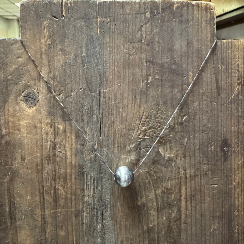 Single 14mm Sterling Silver Pearl Necklace
