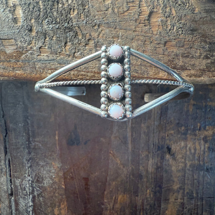 4 Stone Pink Conch Vertical Cuff Sterling Silver Bracelet