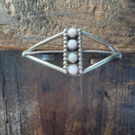 4 Stone Pink Conch Vertical Cuff Sterling Silver Bracelet
