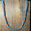 20 inch Lapis and Orange Spiny Sterling Silver Necklace