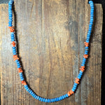 20 inch Lapis and Orange Spiny Sterling Silver Necklace