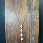 Pink Conch 4 Stone Drop Sterling Silver Necklace
