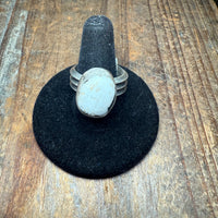 White Buffalo Oval Sterling Silver Ring SIZE 8