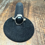 Round Black Onyx with Ball Detail Sterling Silver Ring