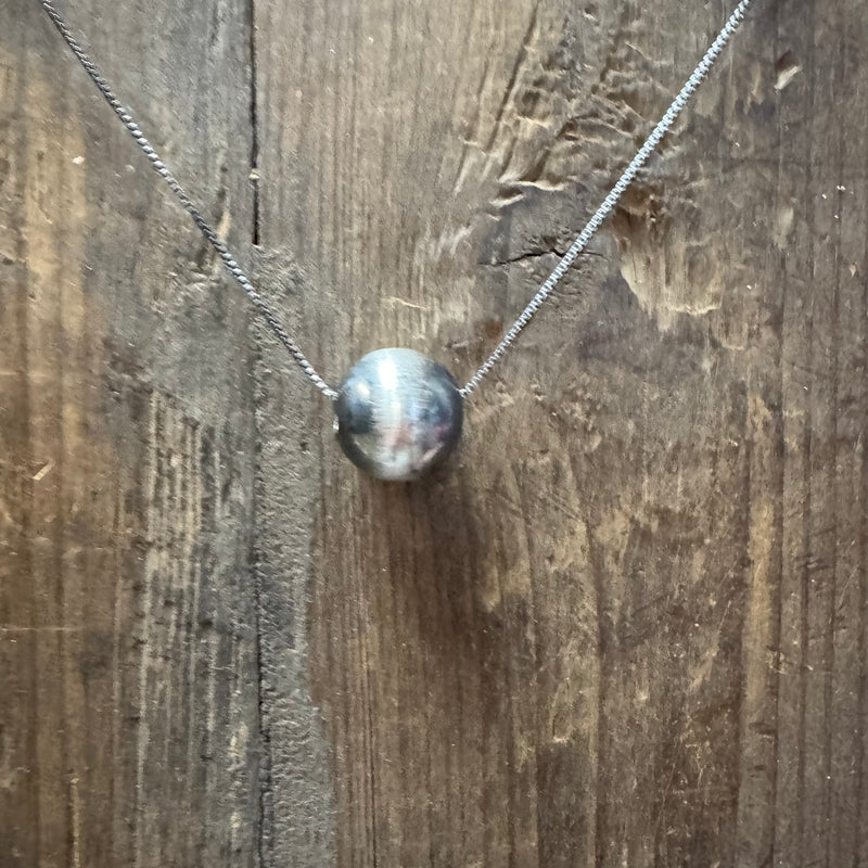 Single 14mm Sterling Silver Pearl Necklace