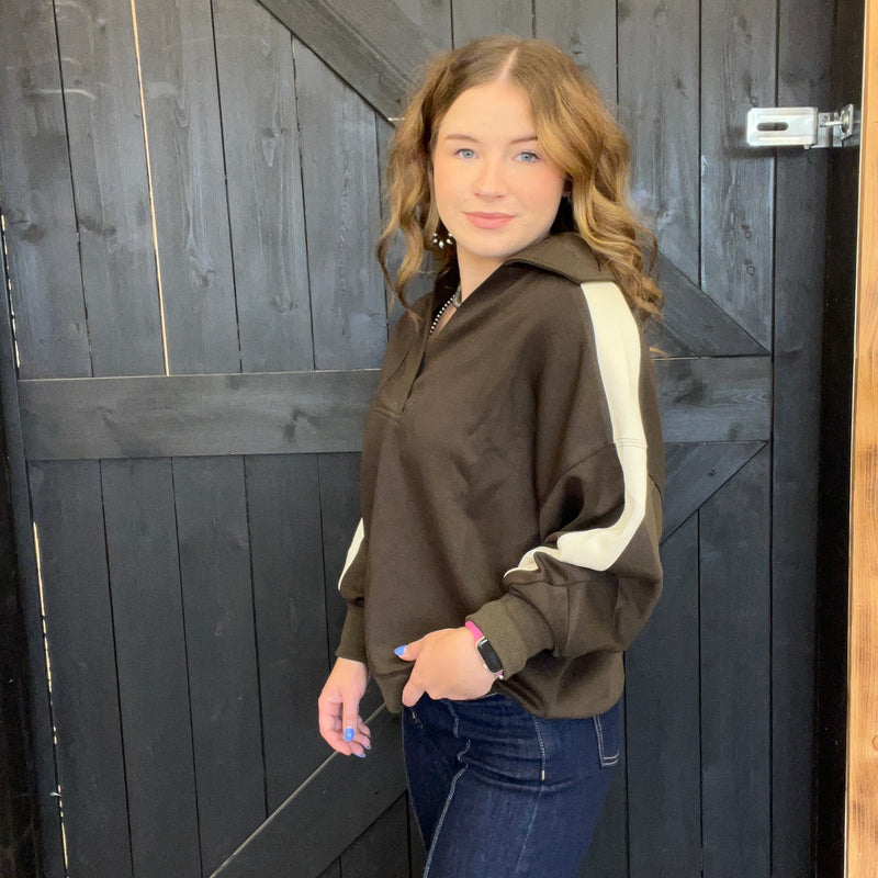 Espresso Brown Super Soft Crop Pullover