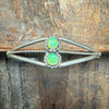 2 Stone Lime Green Opal Cuff Sterling Silver Bracelet