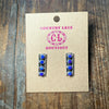 4 Stone Blue Opal Post Stud Sterling Silver Earring