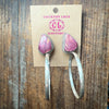 Purple Spiny Post Stamped Hoop Sterling Silver Earring